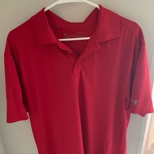 Under Armour- performance golf polo. Red size large